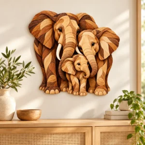 Elephant Family Intarsia Pattern